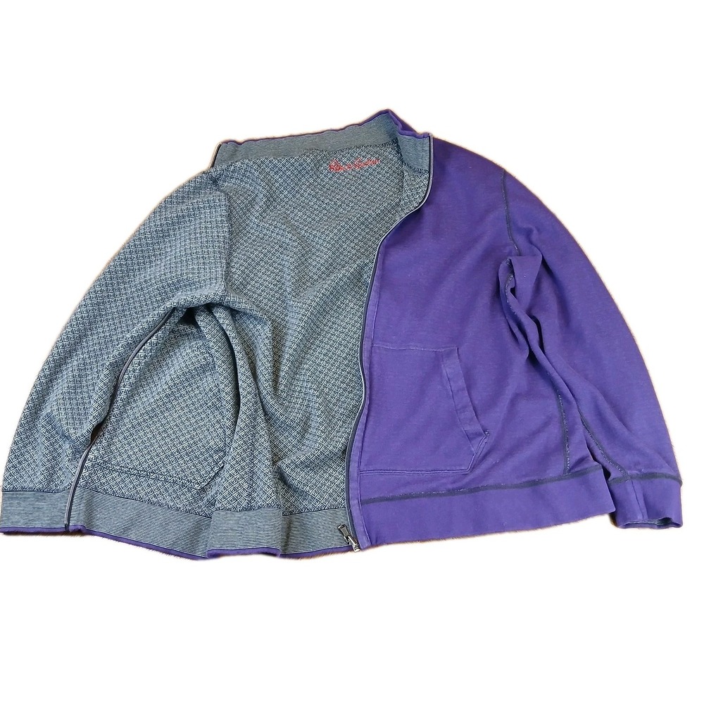 Robert Graham Full Zip Sweater Mock Neck Reversible Gray Purple Mens 2XL XXL